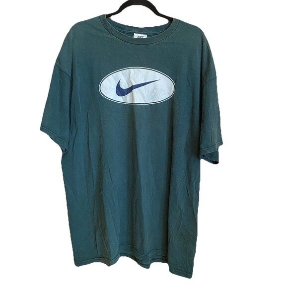 VINTAGE 1990S NIKE AIR SWOOSH GRAPHIC T SHIRT MEN'S SIZE XL MADE IN USA GREEN - Picture 1 of 7